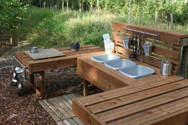 Fun ideas for outdoor mud kitchens for kids
