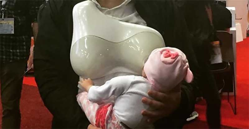 Yay! Breastfeeding dad is possible with this weird but cool boob bra
