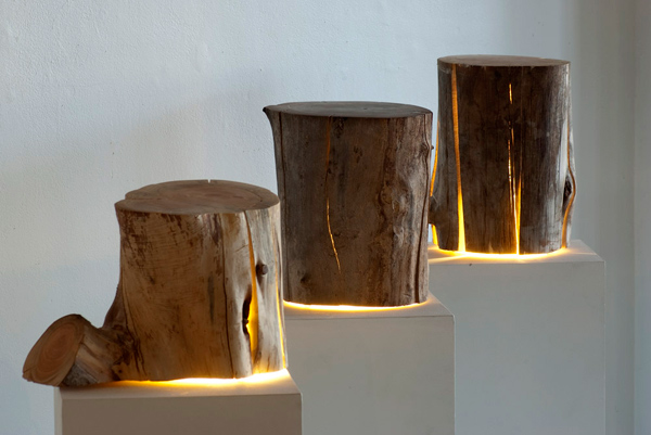 Concurso Estrecho Rebobinar Cracked log lamps to light a woodland nursery